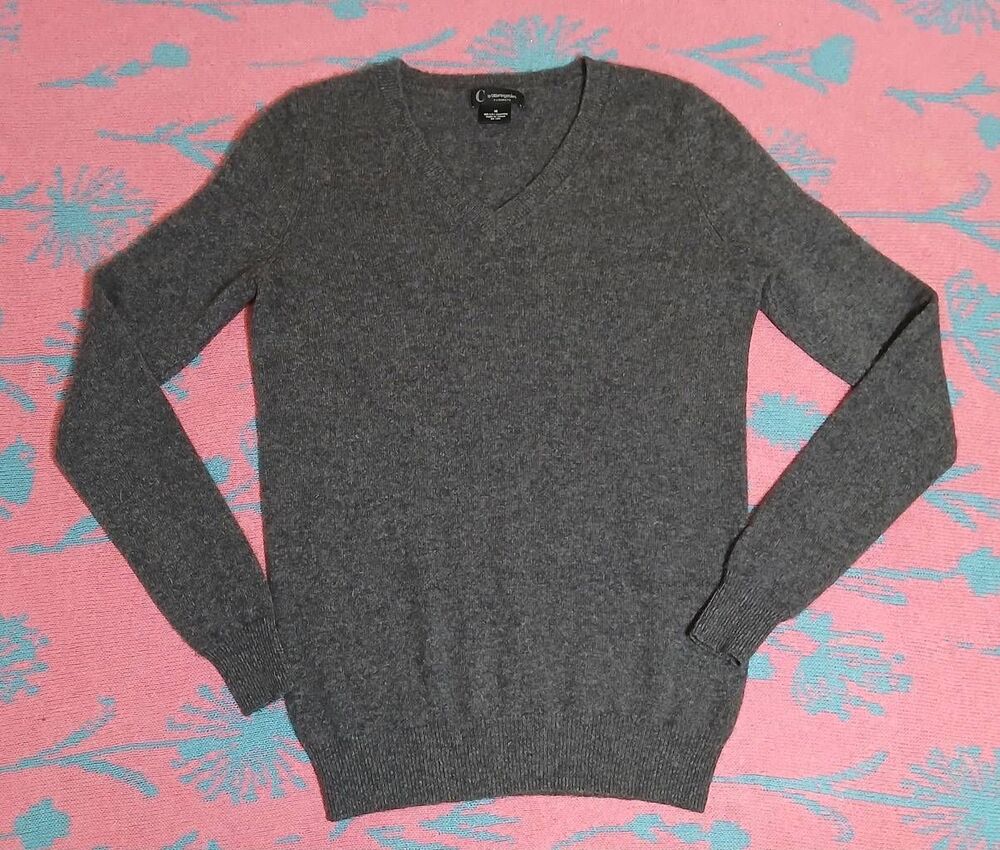 Bloomingdale's womens small 2ply cashmere sweater gray longsleeve pullover